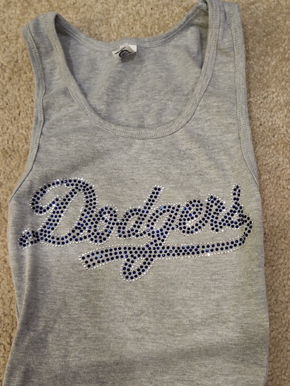 Grey Dodgers Rhinestone Tank Top